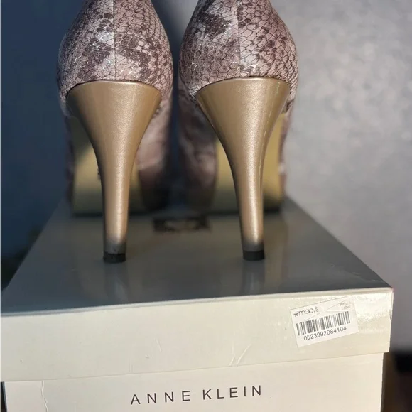Anne Klein Snake Print Peep Toe Heels - Tan - Picture 4 of 8